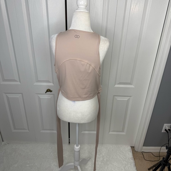 CALIA Wrap Tie Cropped Tank Top Beige Size Large Athleisure Workout - Picture 8 of 10